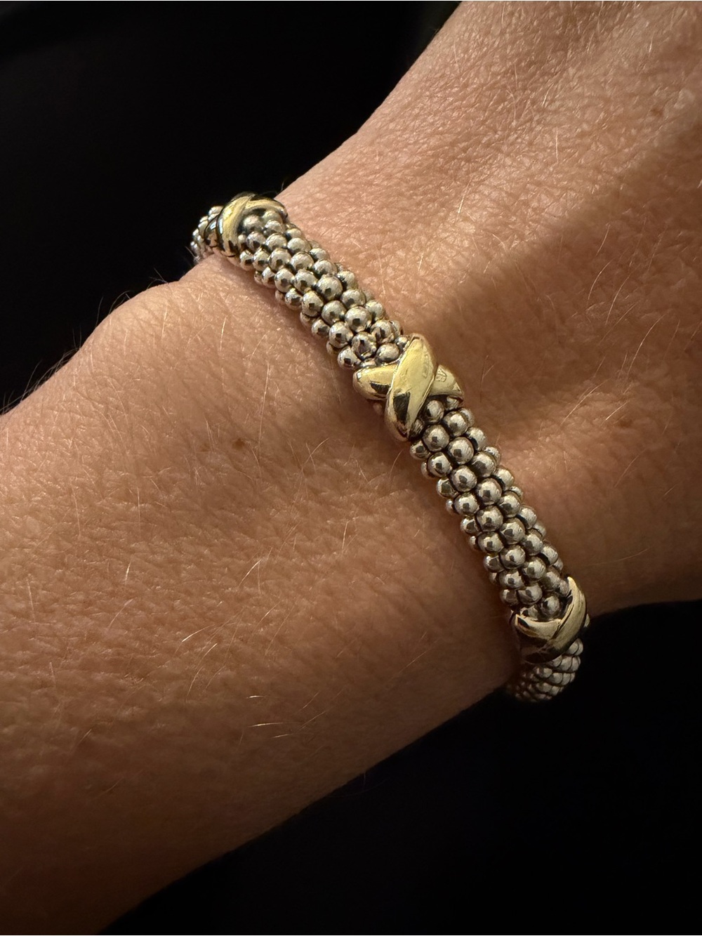 Lagos Two-Tone Three Station X Caviar Bracelet | 6mm